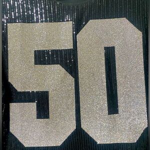 Black Sequin Custom Shirt- Silver 50